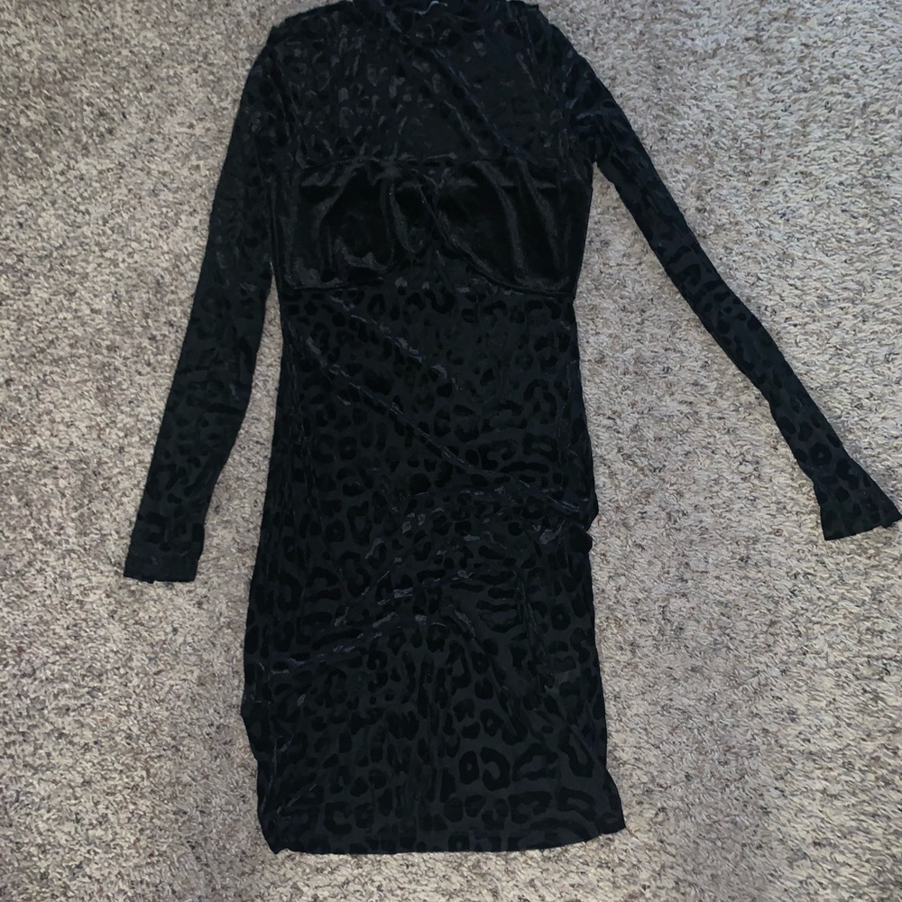 Long sleeve black mini dress